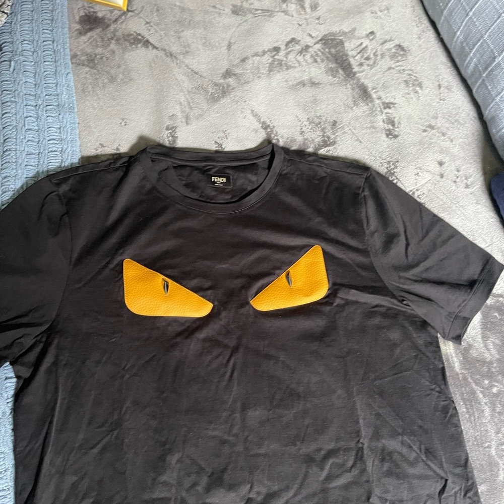Fendi Black and Yellow Short Sleeve Tees